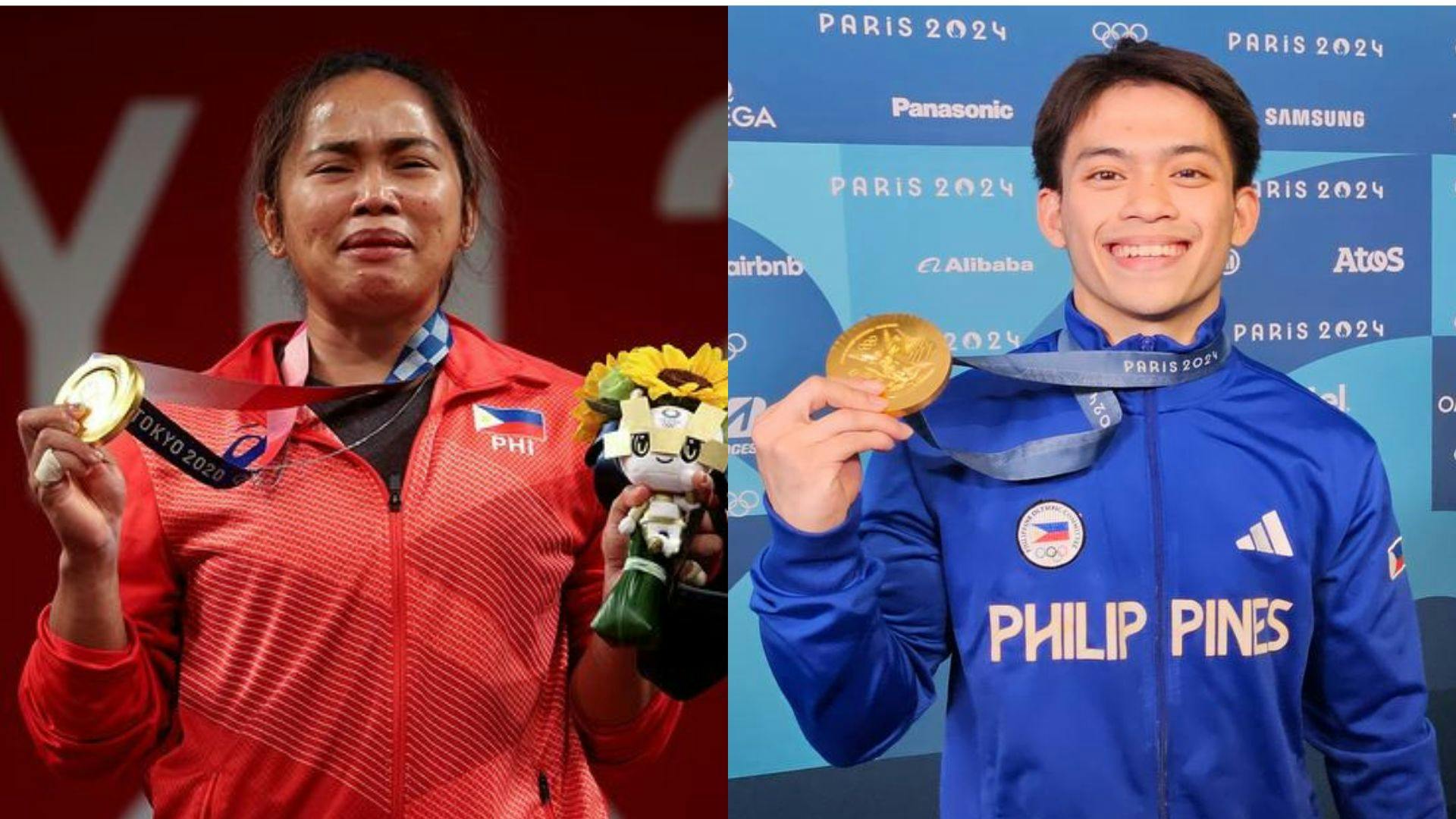 History-makers: Tokyo 2020 winner Hidilyn Diaz celebrates Paris 2024 gold medalist Carlos Yulo